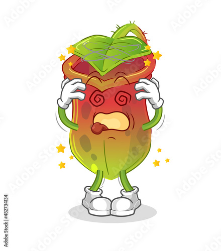 Nepenthes dizzy head mascot. cartoon vector