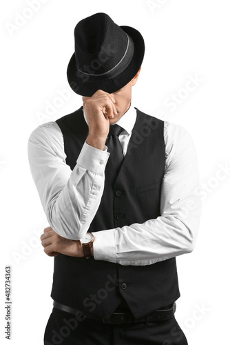 Fashionable gentleman weari...