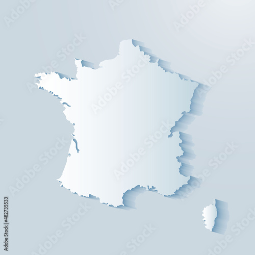 France Map 3D on gray background
