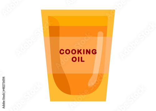 Cooking oil in pouch package. Simple flat illustration
