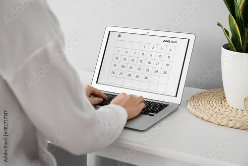 Woman working with calendar...