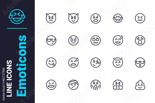 Emoticons for social media icons set