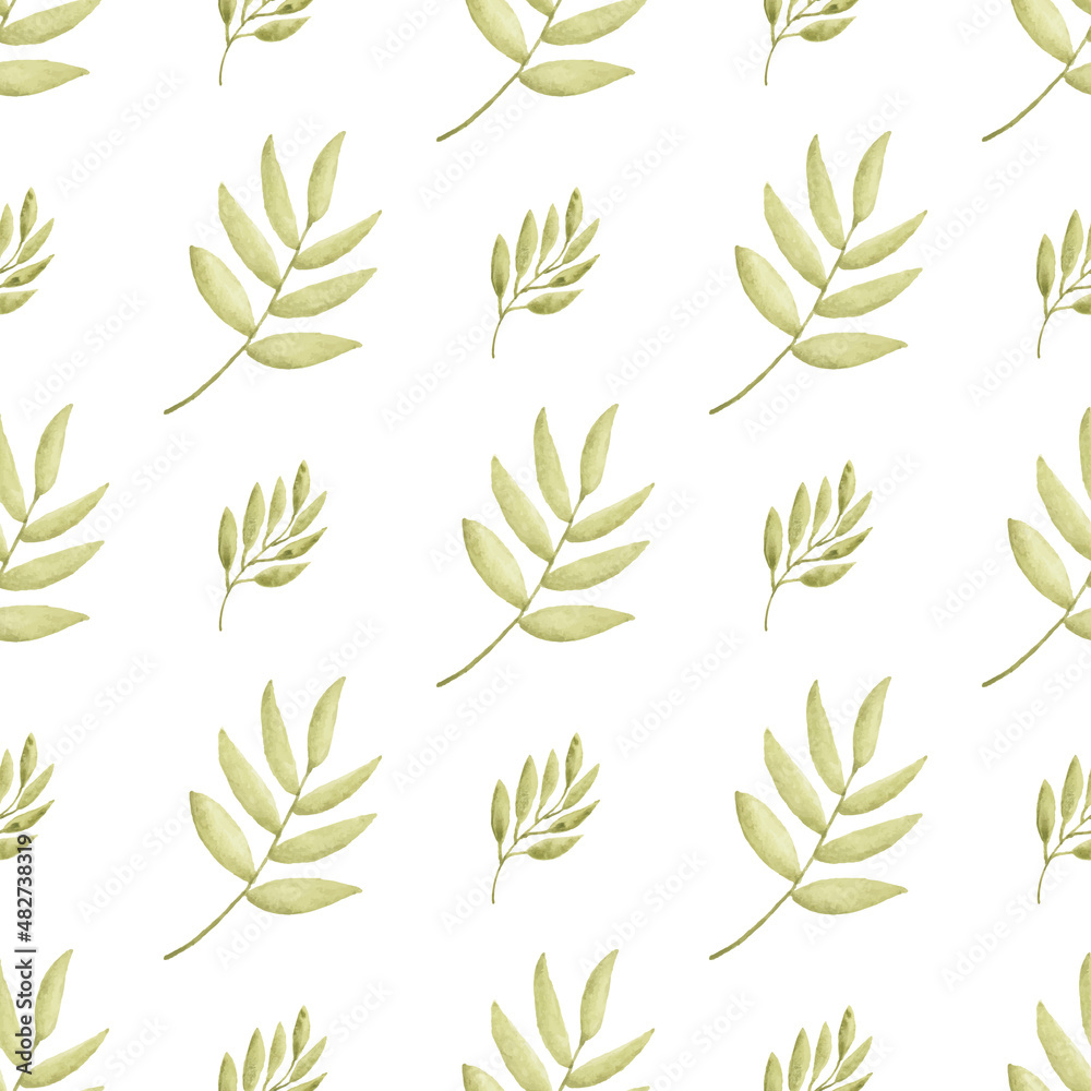 Watercolor leaf seamless pattern