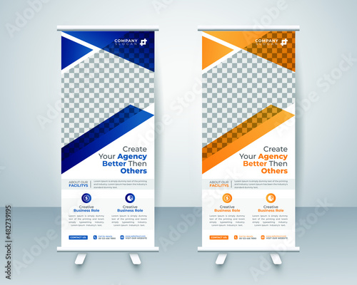 Business Roll up display standee banner design layout template