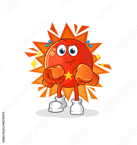 vietnamese flag boxer character. cartoon mascot vector