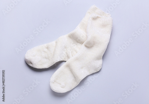 Pair of cotton socks isolated on white background