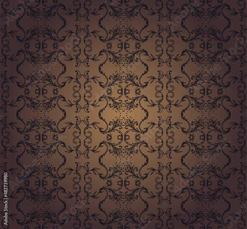 Seamless vintage background baroque pattern. Vector illustration.