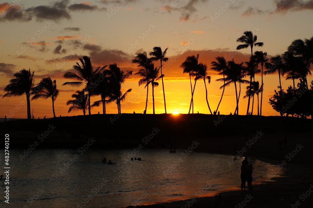 Sunset in a Hawaiian lagoon