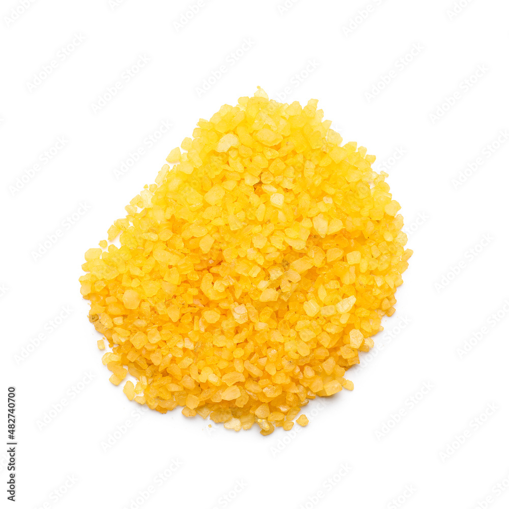 Heap of orange sea salt on white background Heap of orange sea salt on white background