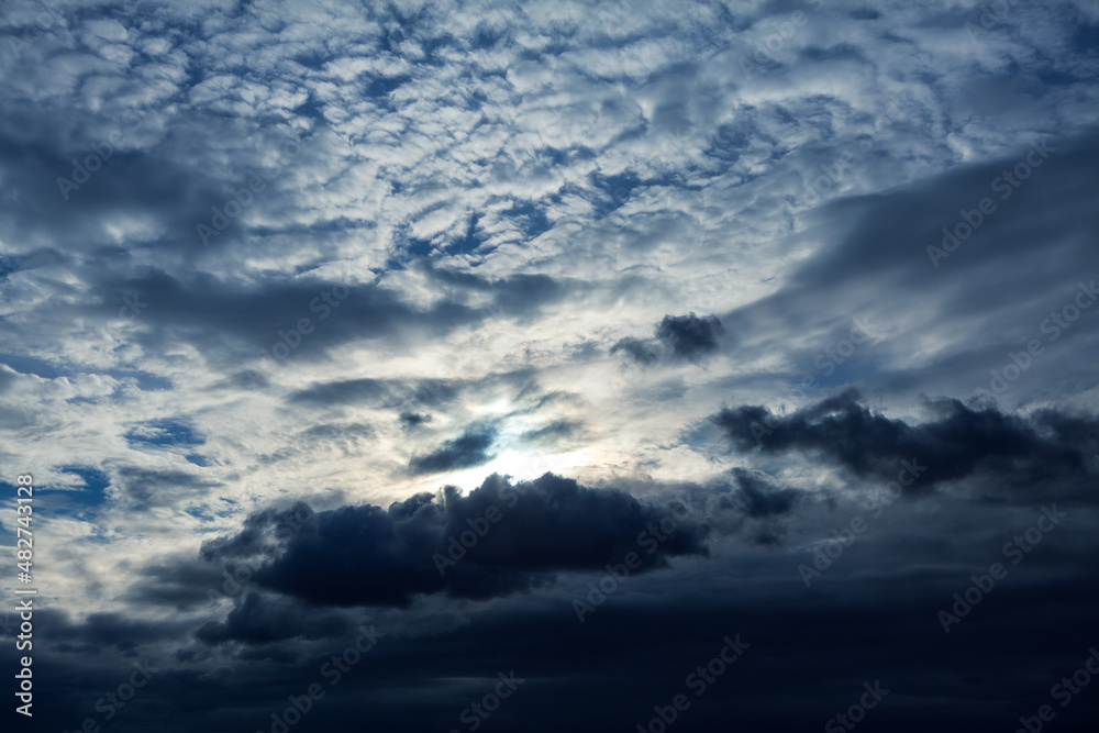 Dark sky with moonlight . Mystical midnight sky Dark sky with moonlight . Mystical midnight sky