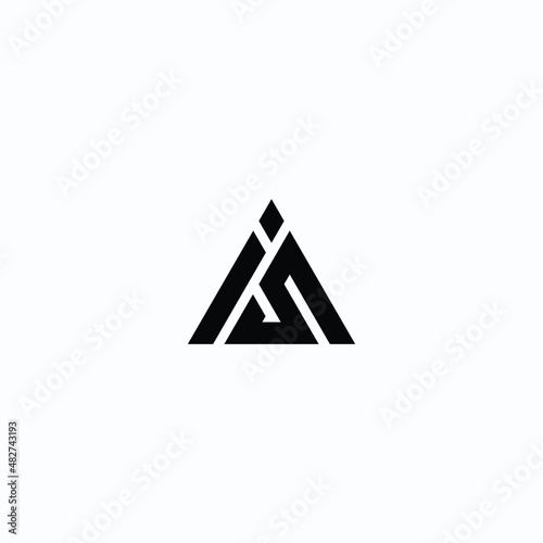 Letter IS triangle logo design vector
