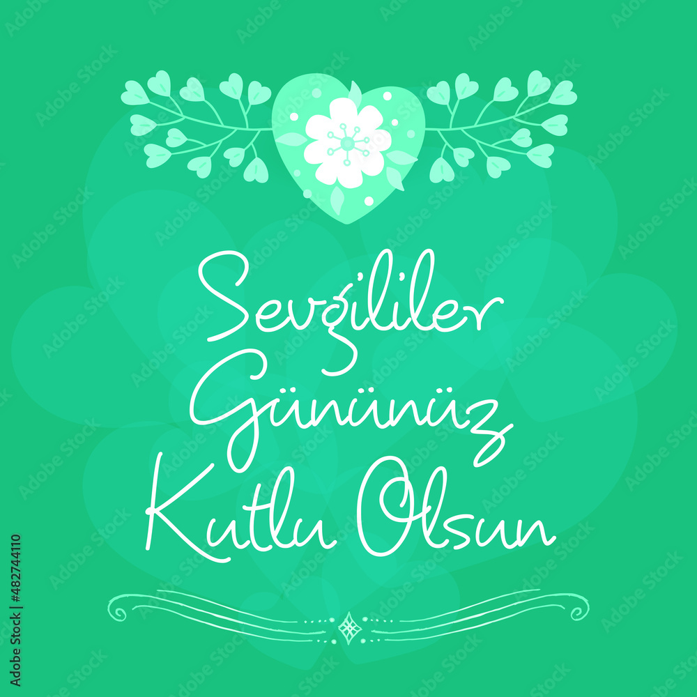 Turkish (14 Şubat sevgililer gününüz kutlu olsun) 14 February happy valentines day greeting card vector illustration stock illustration Turkish (14 Şubat sevgililer gününüz kutlu olsun) 14 February happy valentines day greeting card vector illustration stock illustration