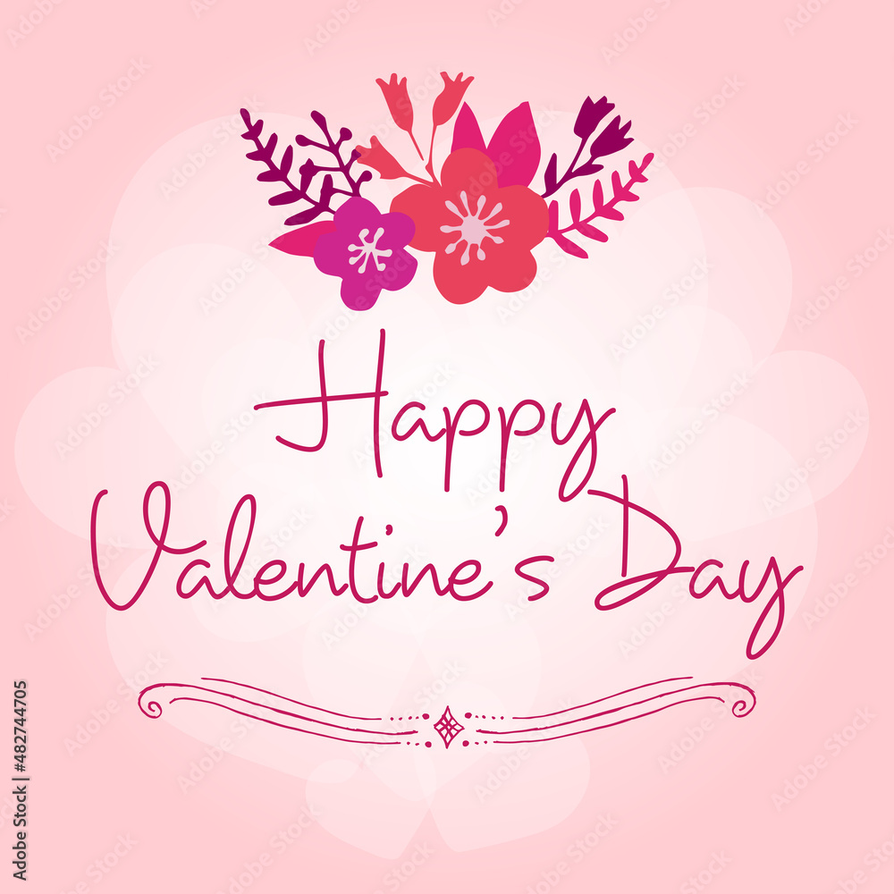 14 February happy valentines day greeting card vector illustration stock illustration
