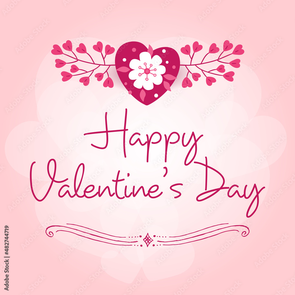 14 February happy valentines day greeting card vector illustration stock illustration