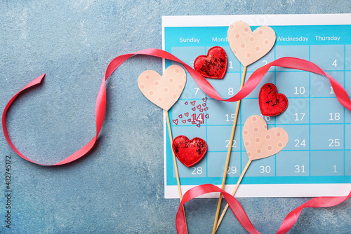 Calendar with marked date o...
