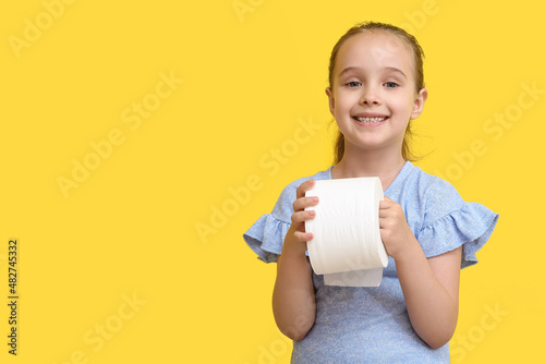 Funny little girl with toil...