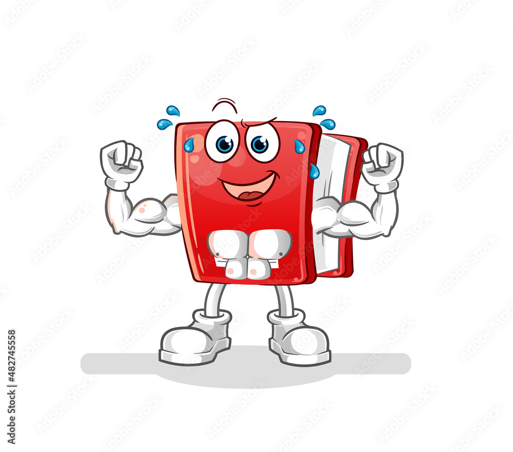 book muscular cartoon. cartoon mascot vector