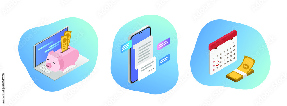 Collection of colorful business and finance icons. Design elements for mobile and web applications. Collection of colorful business and finance icons. Design elements for mobile and web applications.