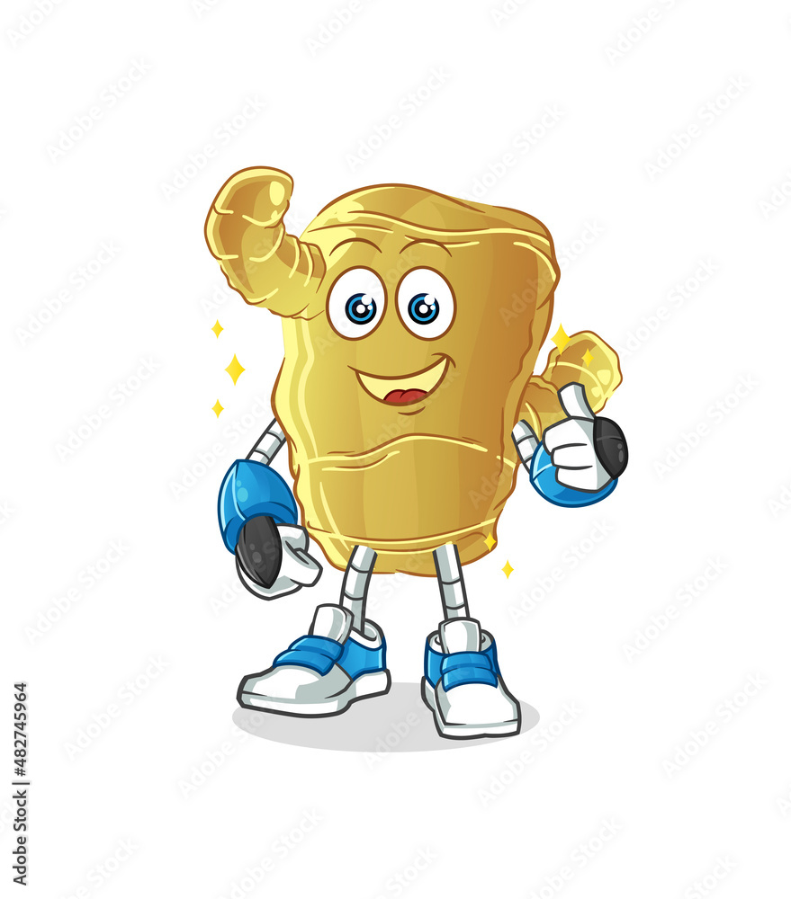 Obraz premium Ginger robot character. cartoon mascot vector