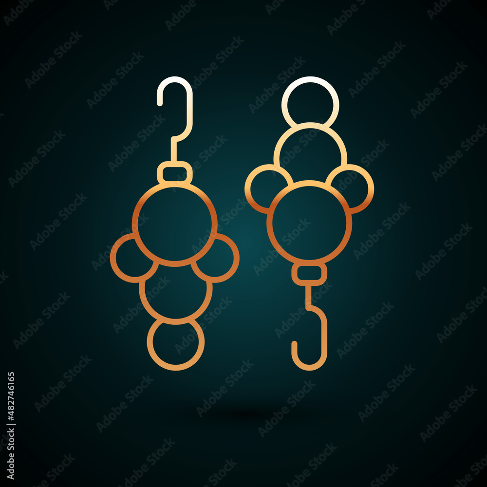 Gold line Earrings icon isolated on dark blue background. Jewelry accessories. Vector Gold line Earrings icon isolated on dark blue background. Jewelry accessories. Vector