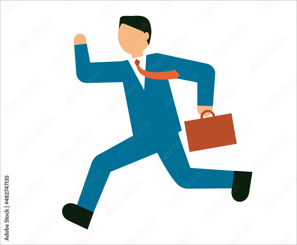 運動　駆け足　走るビジネスマン　サラリーマンの男性のピクトグラム　アバター風イラスト