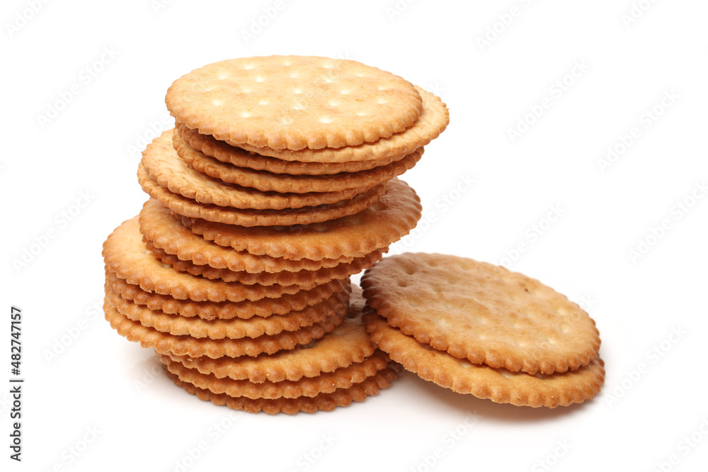 Biscuits with whole-wheat flour. Crunchy, grains on white background Biscuits with whole-wheat flour. Crunchy, grains on white background