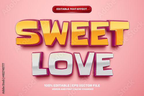 modern trend hype sweet love comic Bold 3D Editable text Effect Style
