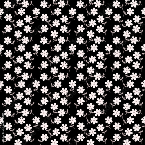 Wallpaper Mural Vintage flower background Floral pattern with a small white flower on a black mustard background Seamless pattern for design and print fashion style Ditsy Stock Vector Illustration, Designer Fabric. Torontodigital.ca