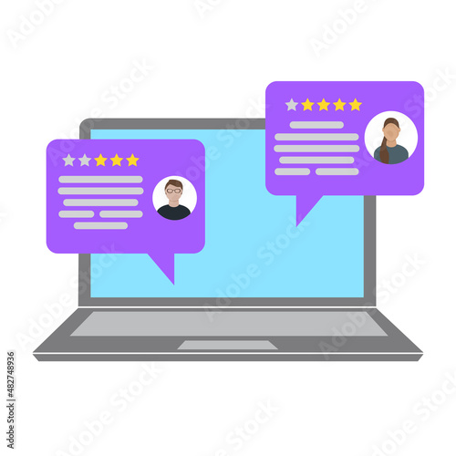 Online review sign. Notebook icon. Social message. User feedback. Rating customer. Vector illustration. Stock image. 