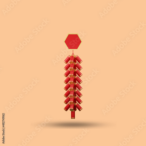 Obraz na płótnie Minimalist 3d rendering red firecrackers chinese illustration