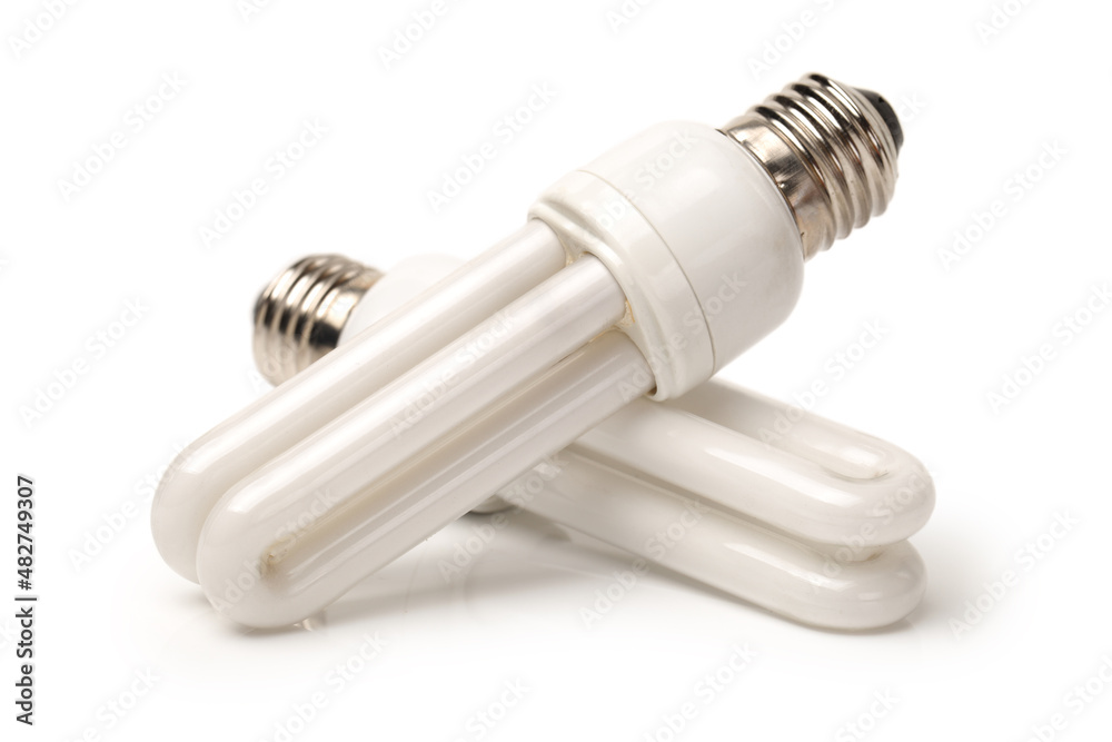 energy saving fluorescent light bulb on white background energy saving fluorescent light bulb on white background