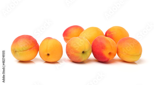 Fresh apricot fruits isolated on white background