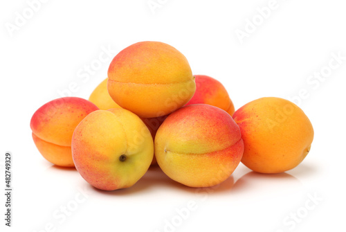 Fresh apricot fruits isolated on white background