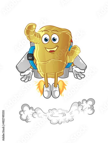 Ginger with jetpack mascot. cartoon vector