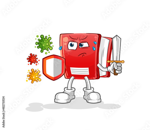 book against viruses cartoon. cartoon mascot vector
