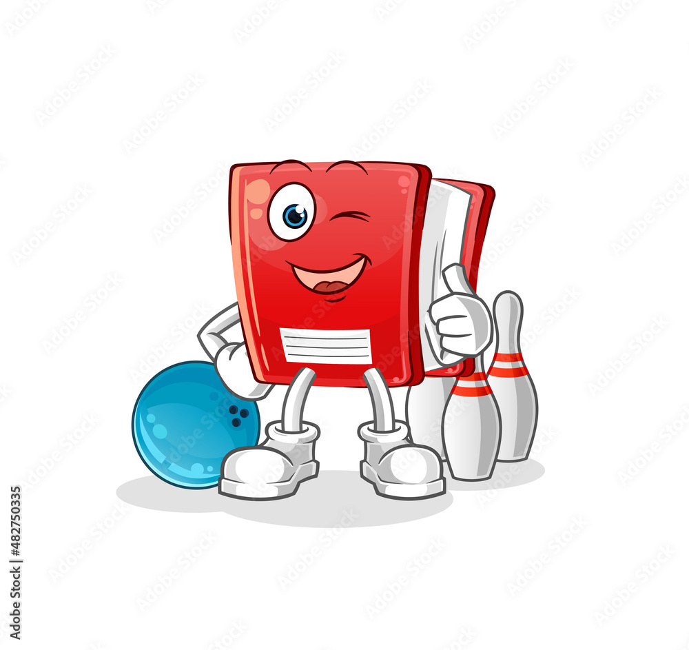 book play bowling illustration. character vector