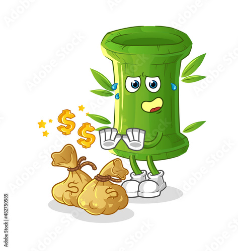 bamboo refuse money illustration. character vector