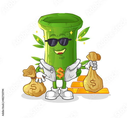 bamboo rich character. cartoon mascot vector