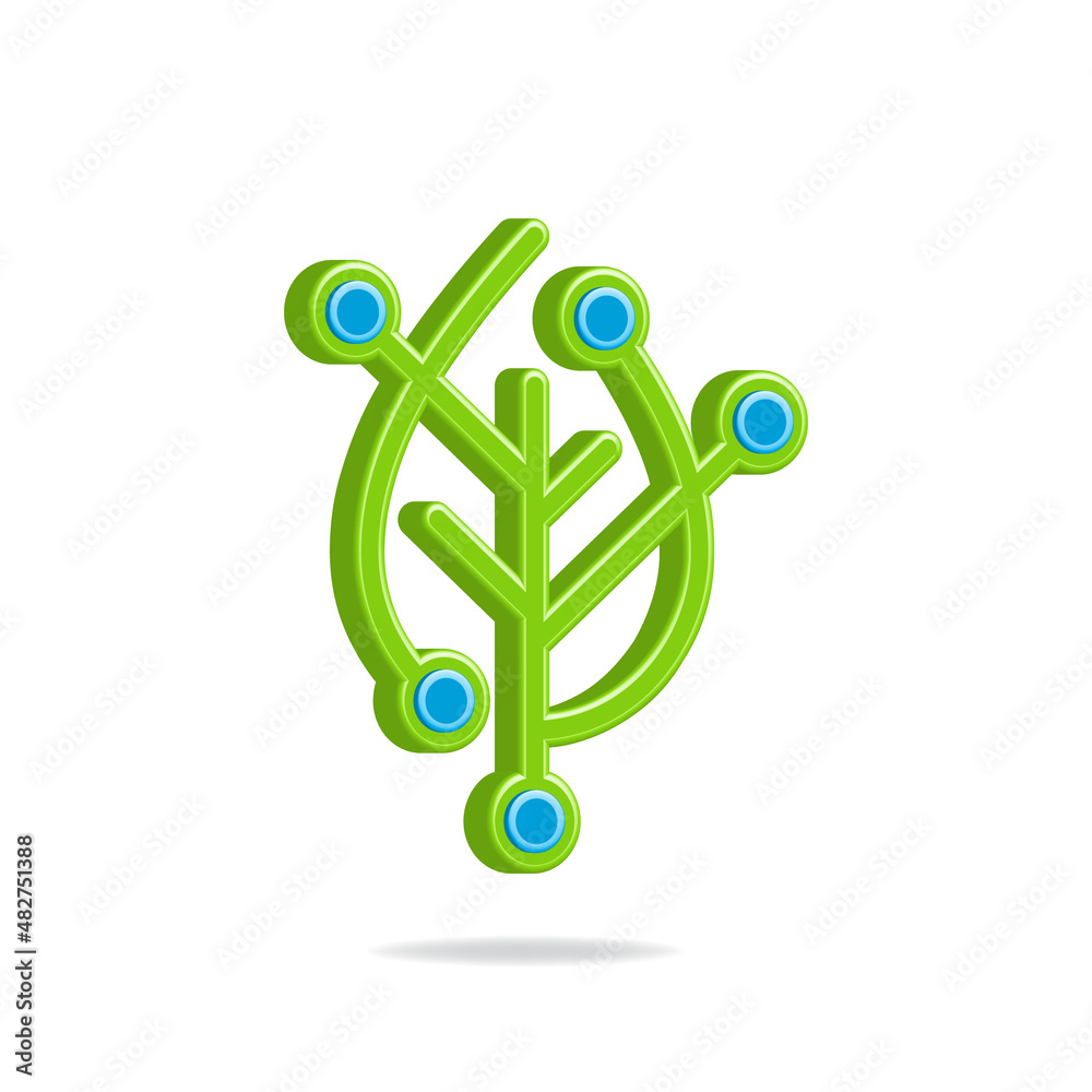 Eco technology logo concept 3d style isolated. Vector illustration Eco technology logo concept 3d style isolated. Vector illustration