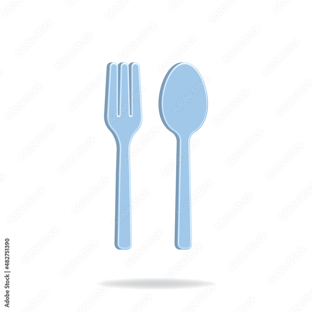Fork and spoon 3d icon isolated. Vector illustration Fork and spoon 3d icon isolated. Vector illustration