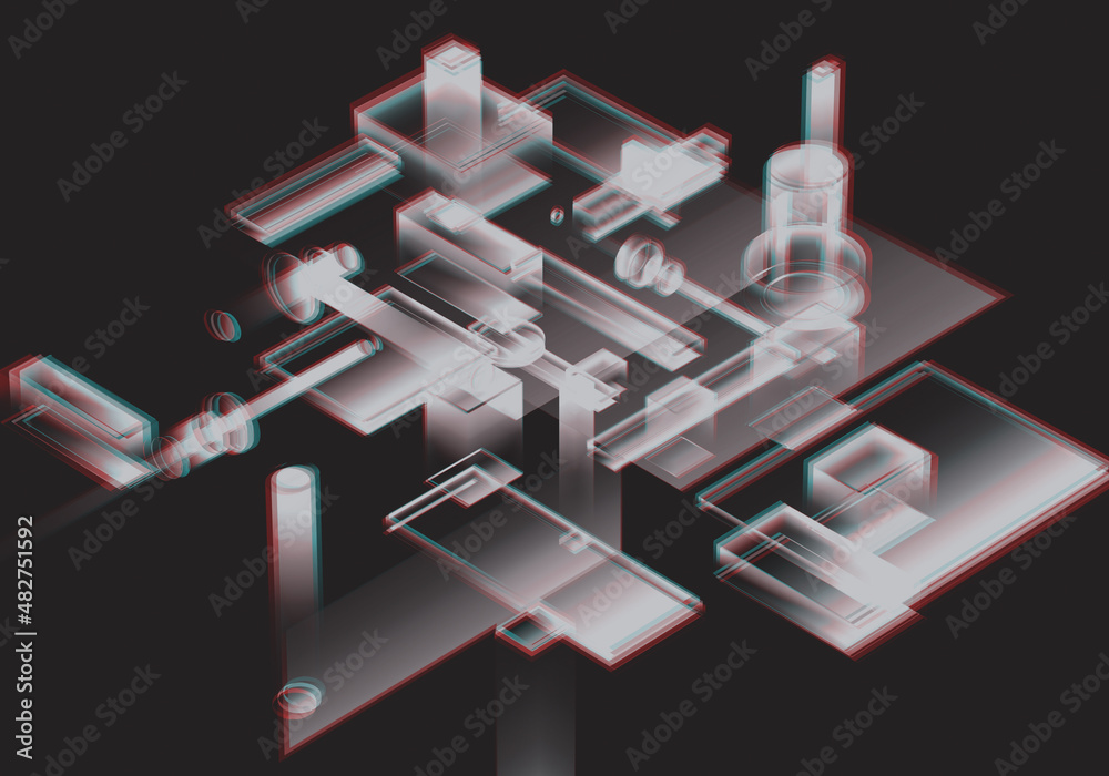 Abstract 3d blockchain isometric digital technology texture background.