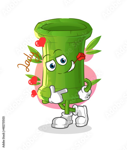 bamboo flirting illustration. character vector