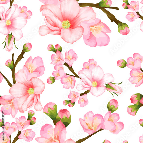 beautiful seamless pattern cherry blossom flower