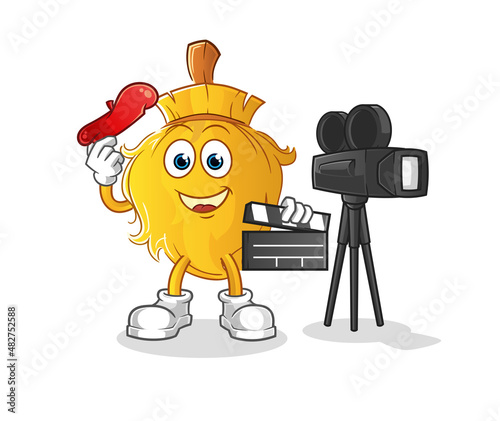broom director mascot. cartoon vector
