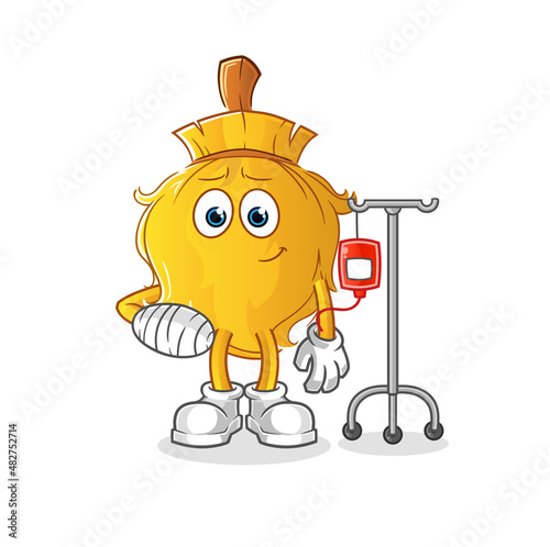broom sick in IV illustration. character vector