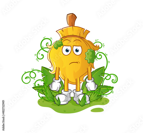 broom waiting too long mascot. cartoon vector