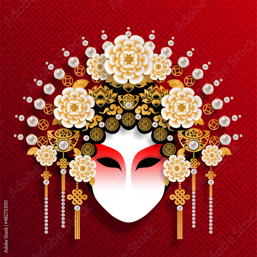 Woman in Beautiful traditional Chinese opera ,Vector illustration for cute design.