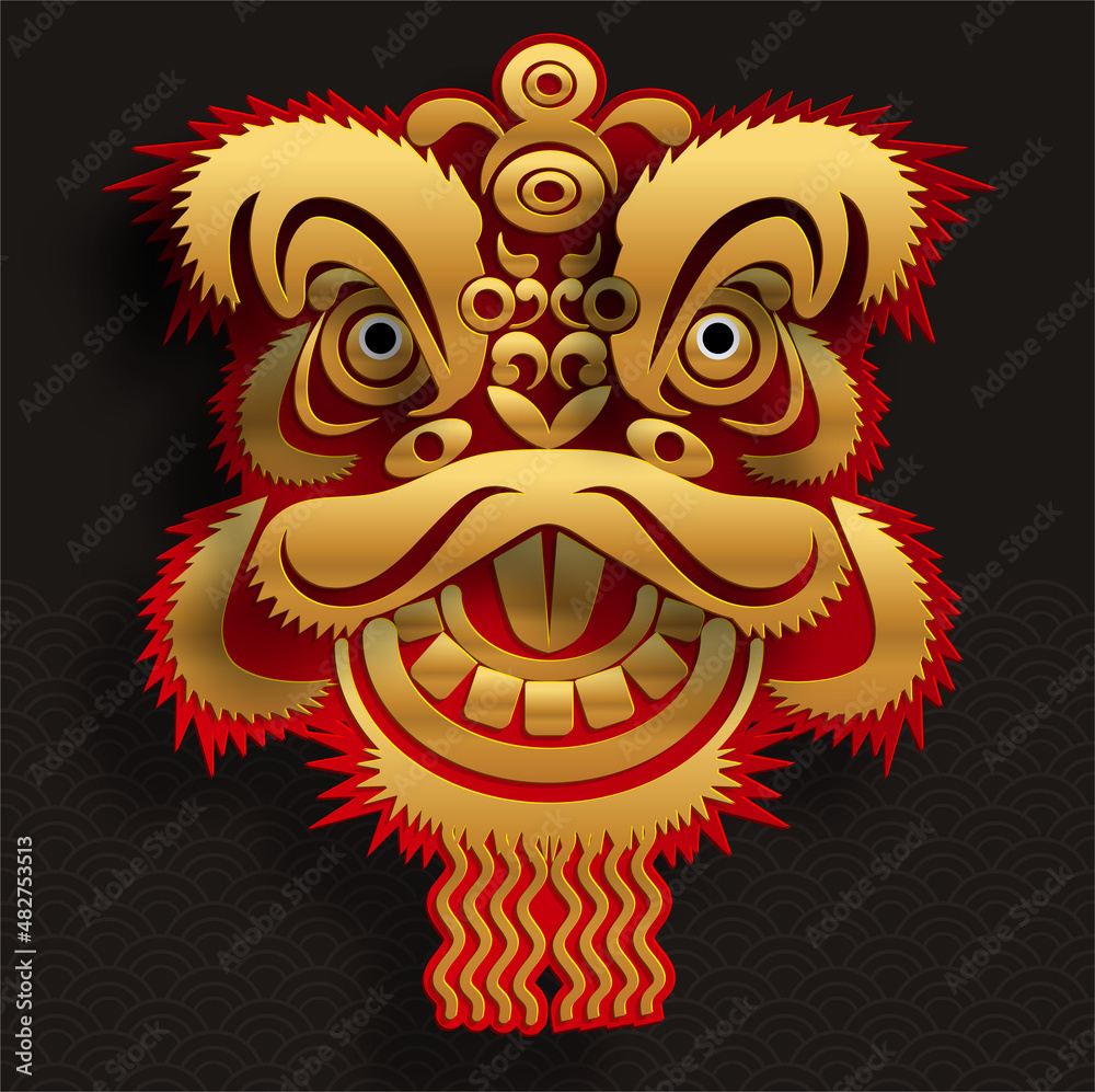 Fototapeta premium Chinese New Year Gold Lion Dance.