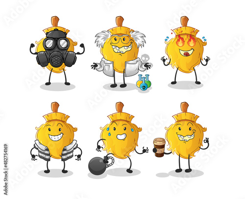 broom villain group character. cartoon mascot vector