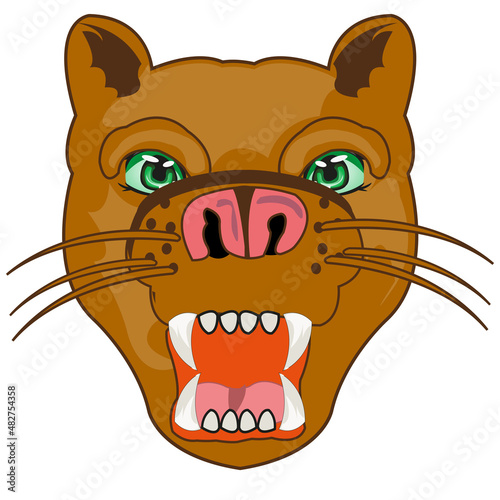 Vector illustration of the portrait of the wildlife puma